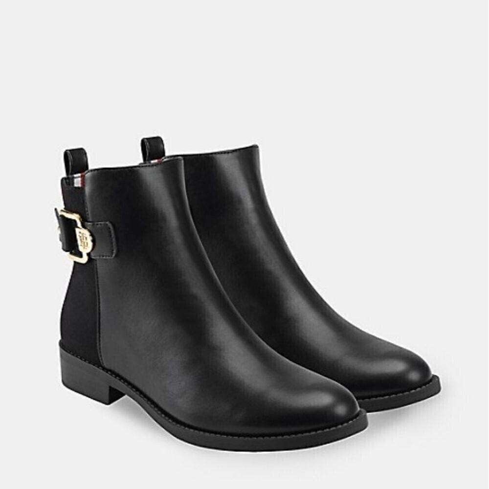 Tommy Hilfiger Black Buckle Ankle Boots casual Suede Size 9